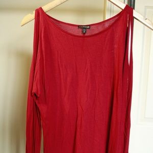 EXPRESS Red Blouse with Sleeve Cut Out's